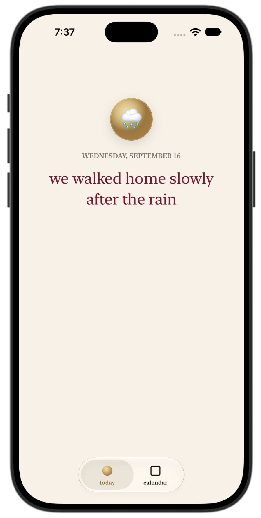 softdays today, september 16: we walked home slowly after the rain, with a rain emoji